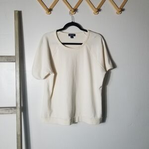 STUDIO PARK WOMEN'S SHORT SLEEVE CREAM BLOUSE SIZE LARGE